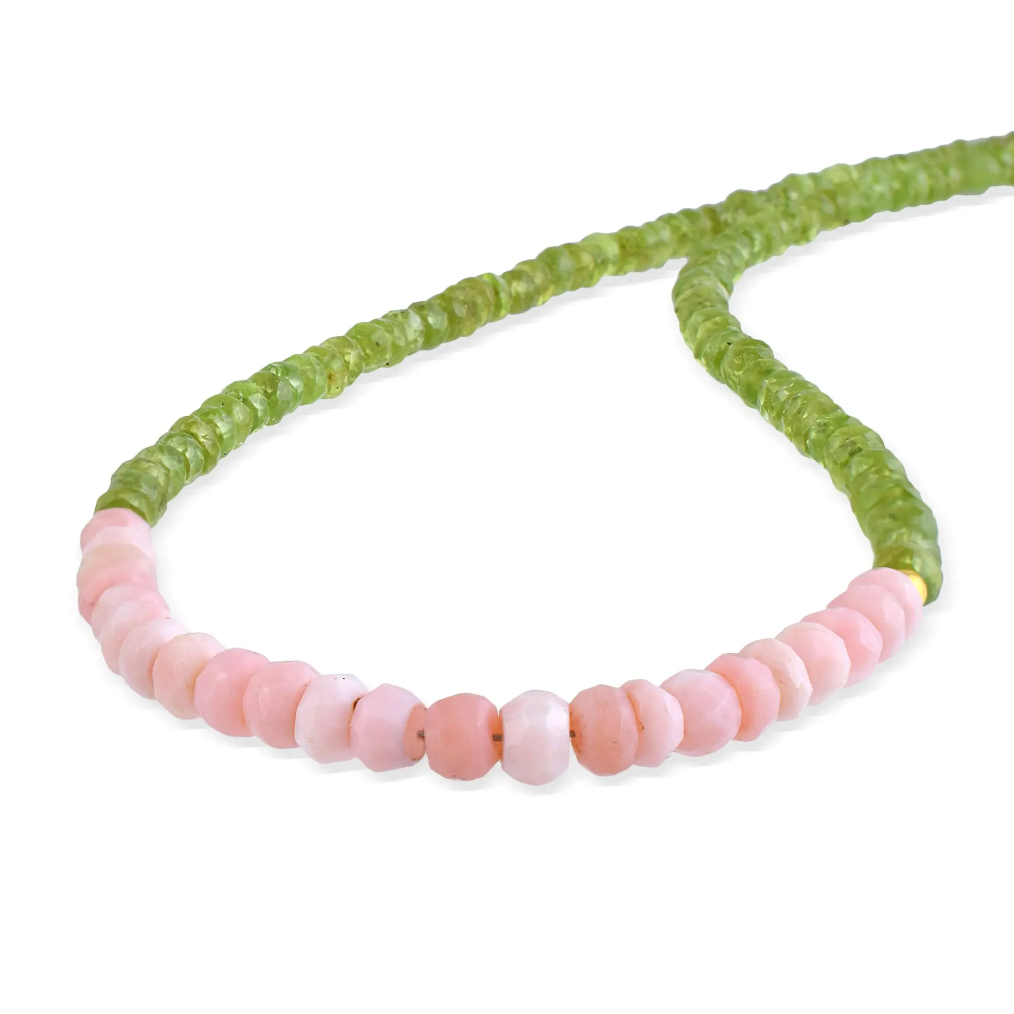 Mind Blowing Peridot & Rose Quartz Beads Necklace Peridot Gemstone Rose Quartz Beads Faceted Rondelle Beads Necklace Gif For Her