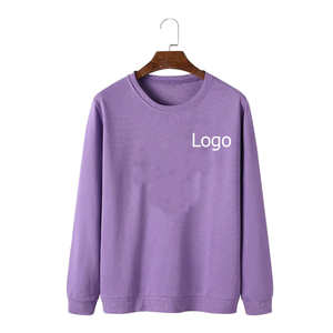 Sudaderas de mujer de color morado con cuello redondo y logotipo personalizado, ropa de mujer, sudaderas de invierno de gran tamaño lisas transpirables de algodón para mujer - Product Image 1