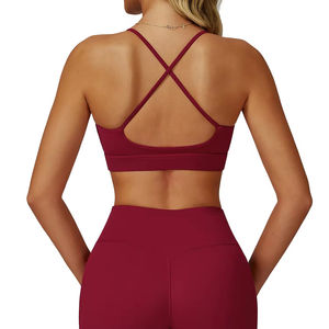 Ensemble de soutien-gorge de sport pour femme, dos croisé, maintien élevé, logo frontal, été, sans couture, léger, respirant - Product Image 6