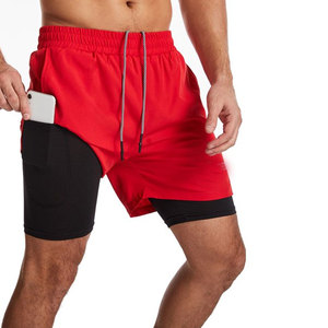 Pantalones cortos de compresión de material de malla 2 en 1 de buena calidad para hombre, cintura 6XL con logotipo, pantalones cortos de playa de estilo deportivo para correr, nadar - Product Image 6