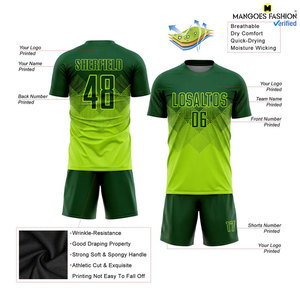 เสื้อฟุตบอลสีเขียวนีออนสำหรับใส่เล่นกีฬาชุดเสื้อเจอร์ซีย์ที่มีชื่อและตัวเลขเฉพาะทีม - Product Image 2