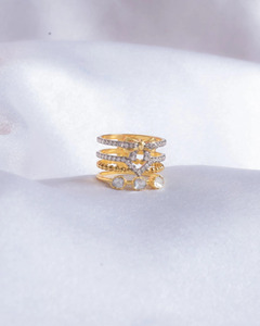 Elegant 9K Gold Natural Diamond Polki <b>Ring</b> for Women Vintage <b>Indian</b> Bridal Jewelry Handmade Wedding Engagement Anniversary Gift - Product Image 1