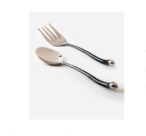 Juego de cubiertos de servidor de ensalada de cobre y latón de acero inoxidable curvo, las mejores herramientas de cocina para servir ensalada - Product Image 2