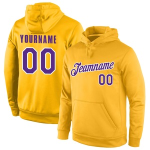 Directo industria venta al por mayor 3D bordado personalizado cosido oro púrpura-blanco deportes pulóver Sudadera con capucha - Product Image 1