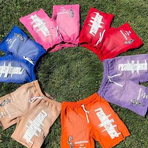 Custom Colorful Puff Printing Logo Washed Cotton French Terry Drawstring <b>Shorts</b> Jogger Distressed Vintage Men's Acid Wash <b>Shorts</b> - Product Image 2