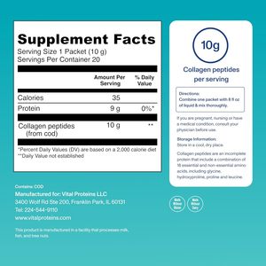 Colágeno Marino Vital Proteins, Capturado en la Naturaleza, Verificado por el Proyecto No GMO, Sin Sabor, en Paquetes Individuales (10g) (Caja de 20) - Product Image 3