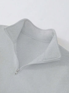 Customized Women's <b>half</b> <b>zip</b> Solid Color Fleece Hooded <b>Sweatshirt</b>, Thick & Warm Fleece <b>Sweatshirt</b> For <b>Ladies</b> - Product Image 3