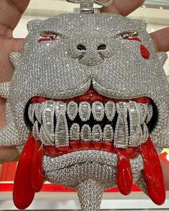 VVS Moissanite Diamant Resplendissant 925 Sterling Silver Bull Dog Pendentif Glamour Iced Out Hip Hop Bijoux avec Finition Dorée - Product Image 4