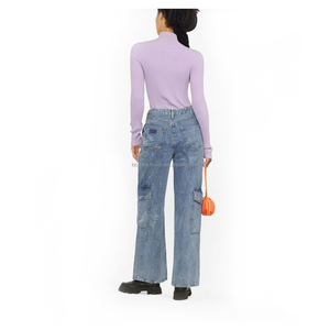 Jean en denim taille haute pour femme, coupe large, longueur cheville, qualité supérieure, confortable, service OEM, style décontracté, urbain et écologique - Product Image 4