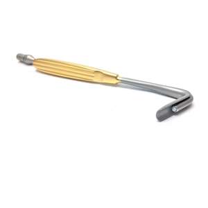 Tube d'aspiration chirurgical professionnel en acier inoxydable avec poignée plaquée or et protection intégrée pour abaisse-langue pour ORL - Product Image 6