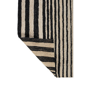 Alfombra Rectangular a Rayas Nomadic Threads PKJT-135 Gris y Negra, Tejida a Mano con Yute y Cáñamo, para Sala de Estar, Uso Doméstico - Product Image 5