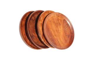 Plato de madera de acacia más vendido, bandeja redonda de madera para comida, bandejas de madera rústicas para servir - Product Image 6