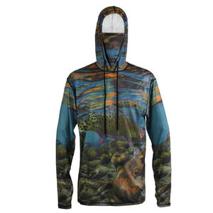 Camiseta de Pesca con Capucha para Hombre, Personalizable, Material Reciclado, Protección UV UPF50+, Absorbe la Humedad, Manga Larga, con Máscara - Product Image 1