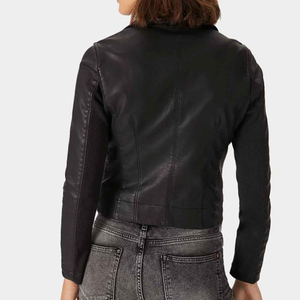 2025 Women's Genuine Leather Lambskin Motorcycle <b>Jacket</b> Zip Front Polyester Lining Belted Waist Multiple Pockets Quilted Details - Product Image 2