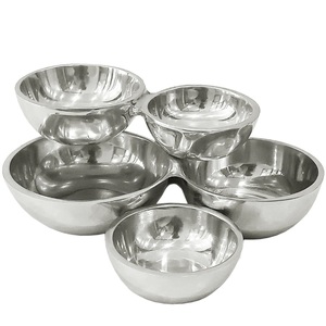 Vaisselle en argent de luxe plat en grappe à plusieurs compartiments pour mariages et hôtels décor de table élégant bols faits à la main - Product Image 1