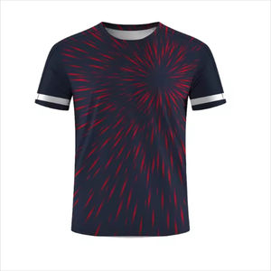 T-shirt à manches courtes imprimé en 3D pour le tennis de table et le badminton, camp d'entraînement sportif, séchage rapide, nouvelle collection été - Product Image 1