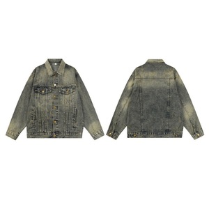 Chaqueta vaquera desteñida antiarrugas para hombre al por mayor, prendas de vestir a la moda con logotipo personalizado para otoño, chaqueta para hombre - Product Image 5