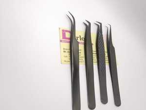 Pinzas para pestañas de plasma negro Dorlon, pinzas para pestañas con volumen puntiagudo curvo con logotipo personalizado, textura de Punta Lisa/dentada de acero inoxidable - Product Image 6