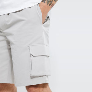 Novedad de verano, pantalones cortos de gama alta para hombre, 100% poliéster, transpirable, patrón de diamantes, cordón suelto, estilo informal, pantalones cortos para hombre - Product Image 3