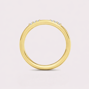 IGI Certified Round Brilliant Cut Diamond Curved Wedding Band with <b>Cluster</b> Setting in 14K Rose / White & Yellow Gold - Product Image 2