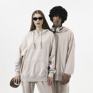 350gsm coton lavage à l'acide à capuche Anti-rétrécissement surdimensionné Vintage poids lourd pull sur sweat à capuche hommes pull Streetwear - Product Image 5