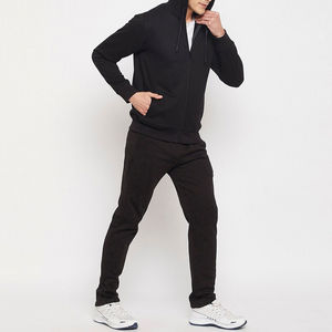 Chándales de algodón 100% French Terry para hombre, conjuntos de Jogger hechos a medida, sudadera con cremallera negra, pantalones de chándal, característica antiarrugas para invierno - Product Image 2