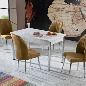 Ensemble de table à manger extensible Alessa 6 chaises Best Seller Style européen Moderne Durable Plateau en bois Montage facile - Product Image 1