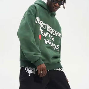 Sweat à capuche surdimensionné vierge de haute qualité avec logo imprimé en coton épais Taille Plus Sweats à capuche pour hommes - Product Image 2