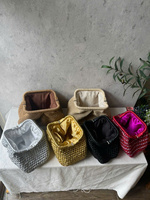 Belle Cooper couleur fait à la main soirée tricot pochette métallique pochette plage mariage raphia petite pochette sac à main