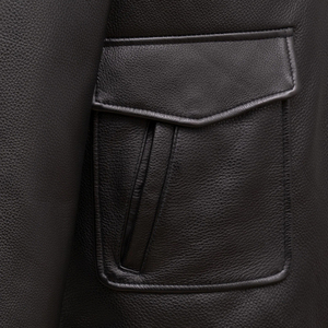 2025 Wholesale Cow Skin Zipper <b>Jacket</b> Men Winter Coat Men's Fashion Turn-down Collar Loose Casual Waterproof Breathable Front - Product Image 3
