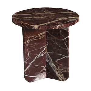 Table de chevet ronde moderne faite à la main avec base en marbre rouge naturel, meuble de luxe de style farmhouse pour le salon - Product Image 2