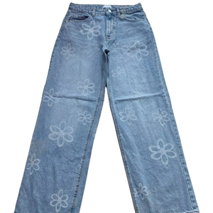 กางเกงยีนส์ลายสก็อตสำหรับผู้หญิง, กางเกงยีนส์เอวกลางเอวคลาสสิกพอดีตัวปกติระบายอากาศระบายอากาศได้ดีไซส์ใหญ่พิเศษ - Product Image 1