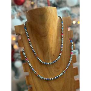 Collier ethnique Navajo perlé, plaqué rhodium, opale et chaînes en argent sterling – Cadeau de mariage religieux tendance - Product Image 3
