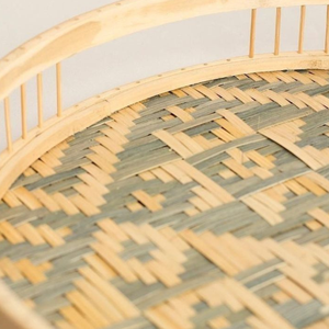 Vente chaude fait à la main en bambou et rotin plateau de service Design rustique plateau carré en bois pour les aliments du petit déjeuner - Product Image 2