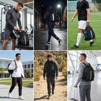 Sac à dos polyvalent noir avec cordon de serrage, compartiment à chaussures, sac réfléchissant pour la gym, sac de sport multi-poches pour l'entraînement