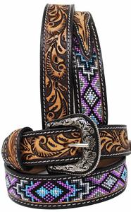 Ceinture en cuir Rodeo Bead line, cuir de selle premium de Divine International - Product Image 2