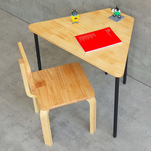 Ensemble table et chaise trapézoïdale en bois massif pour enfants, pour salle de classe - Product Image 5