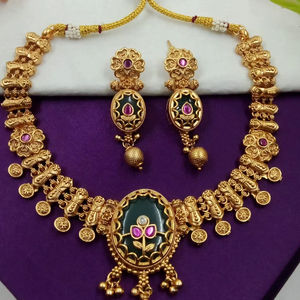 Luxury <b>Kundan</b> Brass gold Plated Choker Necklace Set Earrings for Wedding Engagement Gift - Product Image 1