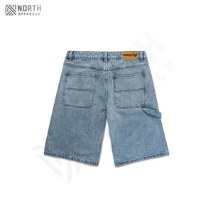 Shorts en jean baggy pour hommes, fabriqués sur mesure en 2025, avec fermeture éclair, coupe ample, 100% coton, denim lourd, shorts de skate pour hommes - Product Image 3