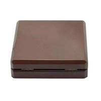 Boîte à monnaie rectangulaire artisanale avec logo personnalisé McPackaging, en bois de caoutchouc brun brillant, avec cadre photo, étui de présentation à couvercle à charnière et intérieur en velours noir