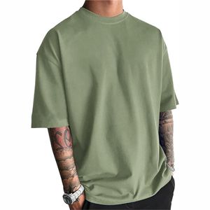 Camiseta de Hombre de Alta Calidad, 100% Algodón Orgánico, Corte Holgado y Extra Grande, Manga Corta, Color Sólido, Bordada, 240 Gramos de Peso de Tela - Product Image 6