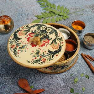 Boîte à épices moderne pliable en bois écologique artisanale Ikat Bloom, organisateur d'épices de qualité supérieure pour la cuisine - Product Image 3