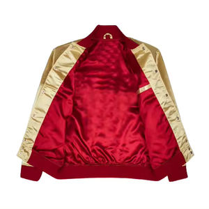 Veste universitaire en satin pour hommes personnalisée en gros Streetwear respirant à fermeture éclair avec col montant pour l'hiver - Product Image 3