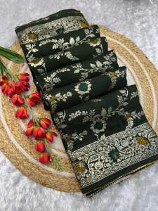 Hermoso saree de seda minabutti dola con colores increíbles y un hermoso pallu rico y tejido, además de una blusa larga. - Product Image 4