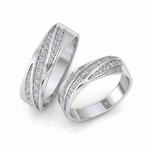 Classic Dual Tone Diamond Engagement Band <b>Couple</b> <b>Ring</b> with Round Brilliant Cut Diamonds Natural and Lab Grown Diamonds - Product Image 2