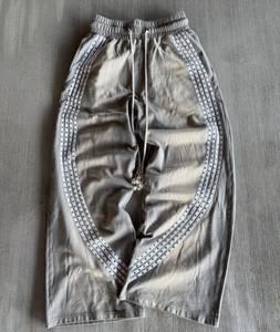 Pantalon large personnalisé de haute qualité, 100% coton, pour hommes, style streetwear, avec strass, coupe ample, pantalon décontracté pour hommes - Product Image 3