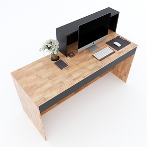 Mostrador de Recepción Minimalista de 160x62x105cm con Cajones, Madera de Caucho Natural Resistente BLT68011 para Hoteles, Gimnasios y Escuelas - Product Image 5