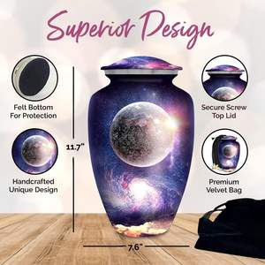 โกศเพลิงศพกาแล็กซี่สีน้ําเงินสําหรับเถ้ามนุษย์ผู้ใหญ่ชายและหญิง - โกศฝังศพสําหรับเถ้ามนุษย์ผู้ใหญ่ - เกียรติยศคนที่คุณรัก - Product Image 3