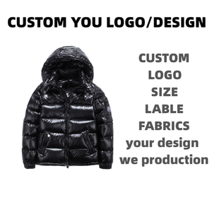 Veste d'hiver personnalisée pour hommes, doudoune brillante imperméable teinte en noir avec capuche épaisse et chaude, toile adaptée à l'extérieur - Product Image 6