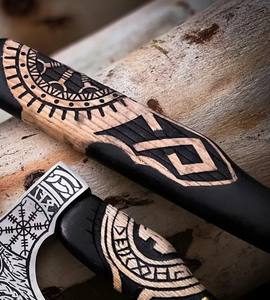 Cuchillo Bowie táctico forjado a mano con mango de Micarta Hoja de acero al carbono Cuchillo de supervivencia para acampar Funda de cuero negro - Product Image 2